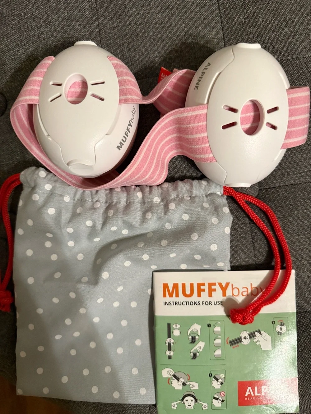 Alpine MuffyBaby Infant Hearing Protectors in Pink and Gray